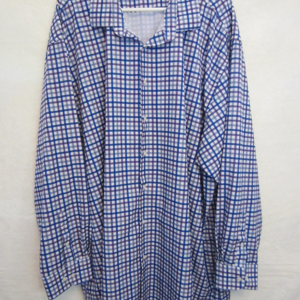 Shaquille O'Neal XLG Long Sleeve Men's Button Down Blue/Purple/White Shirt